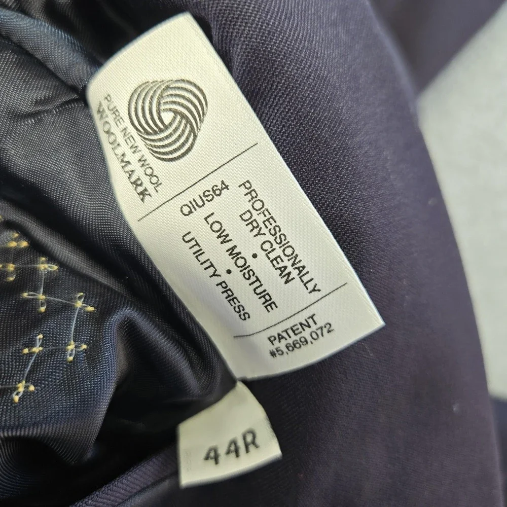 Hart Schaffner Marx Blazer Mens 44R Blue Wool Single-Breasted 2 Button USA